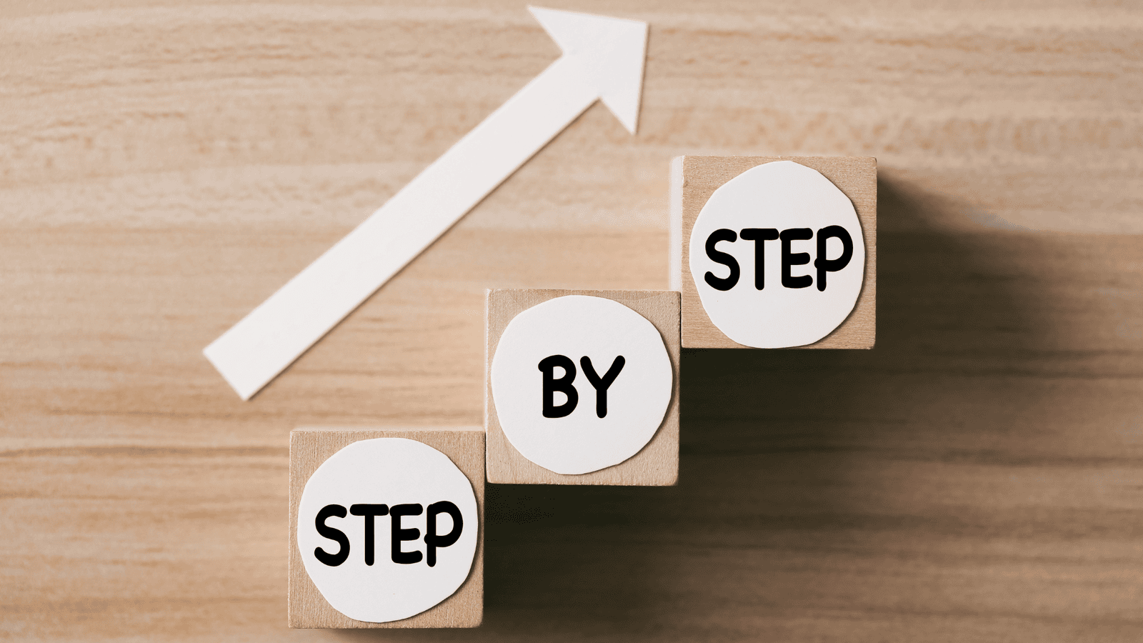 Step-by-step concept with wooden blocks and upward arrow representing the CRA audit process, including reviewing notice, gathering documents, responding to requests, and resolving tax audit issues for Canadian businesses.