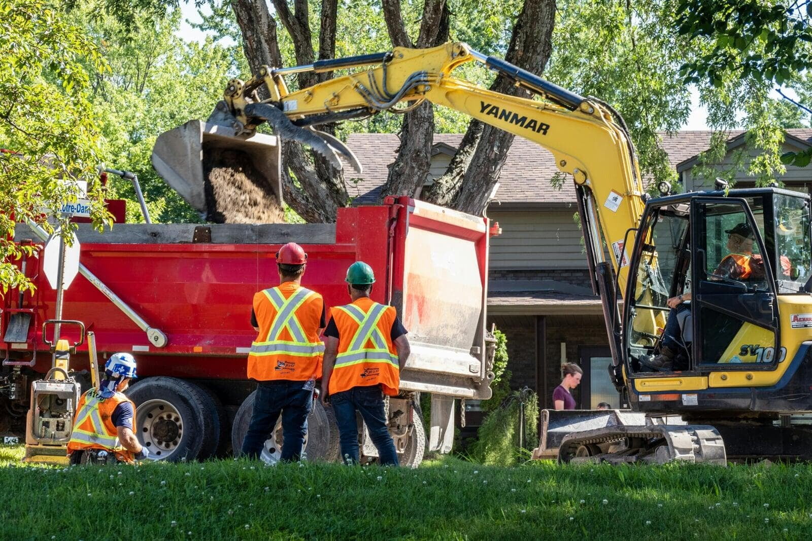 Property services contractors working on commercial property maintenance