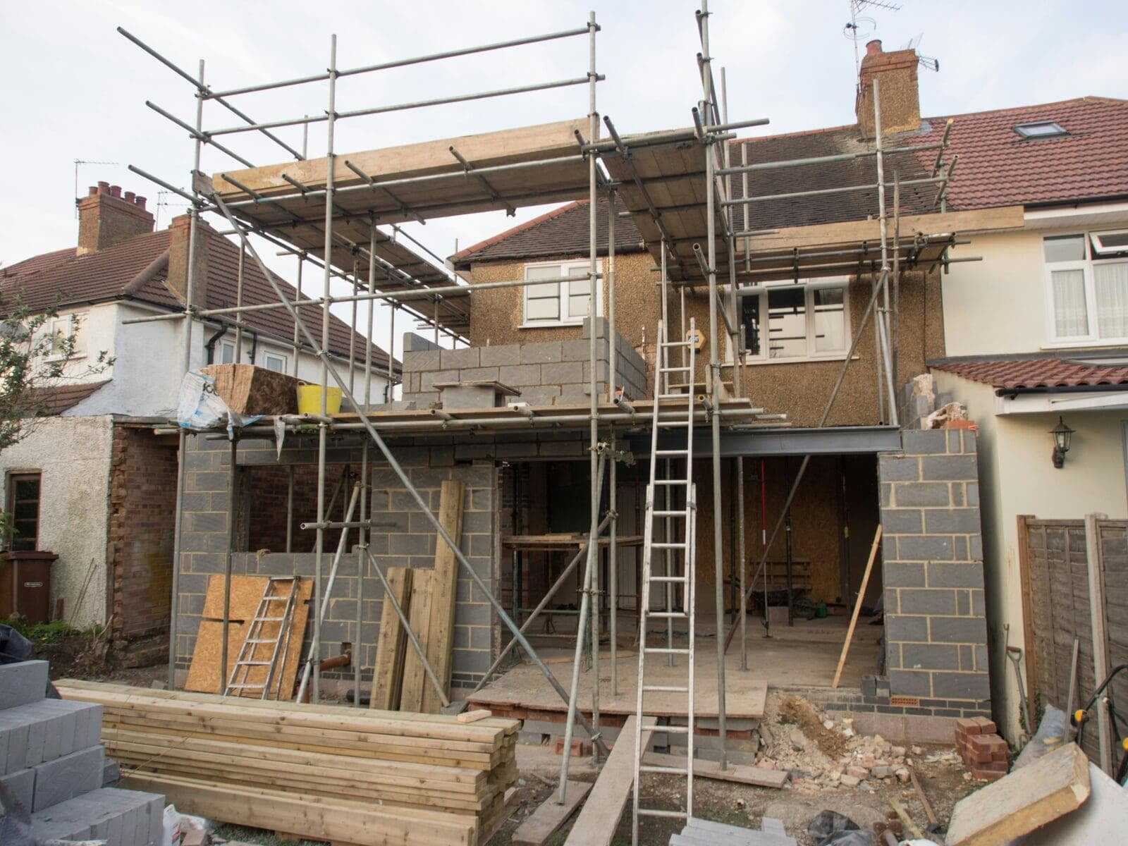 Renovation contractors working on a residential construction project