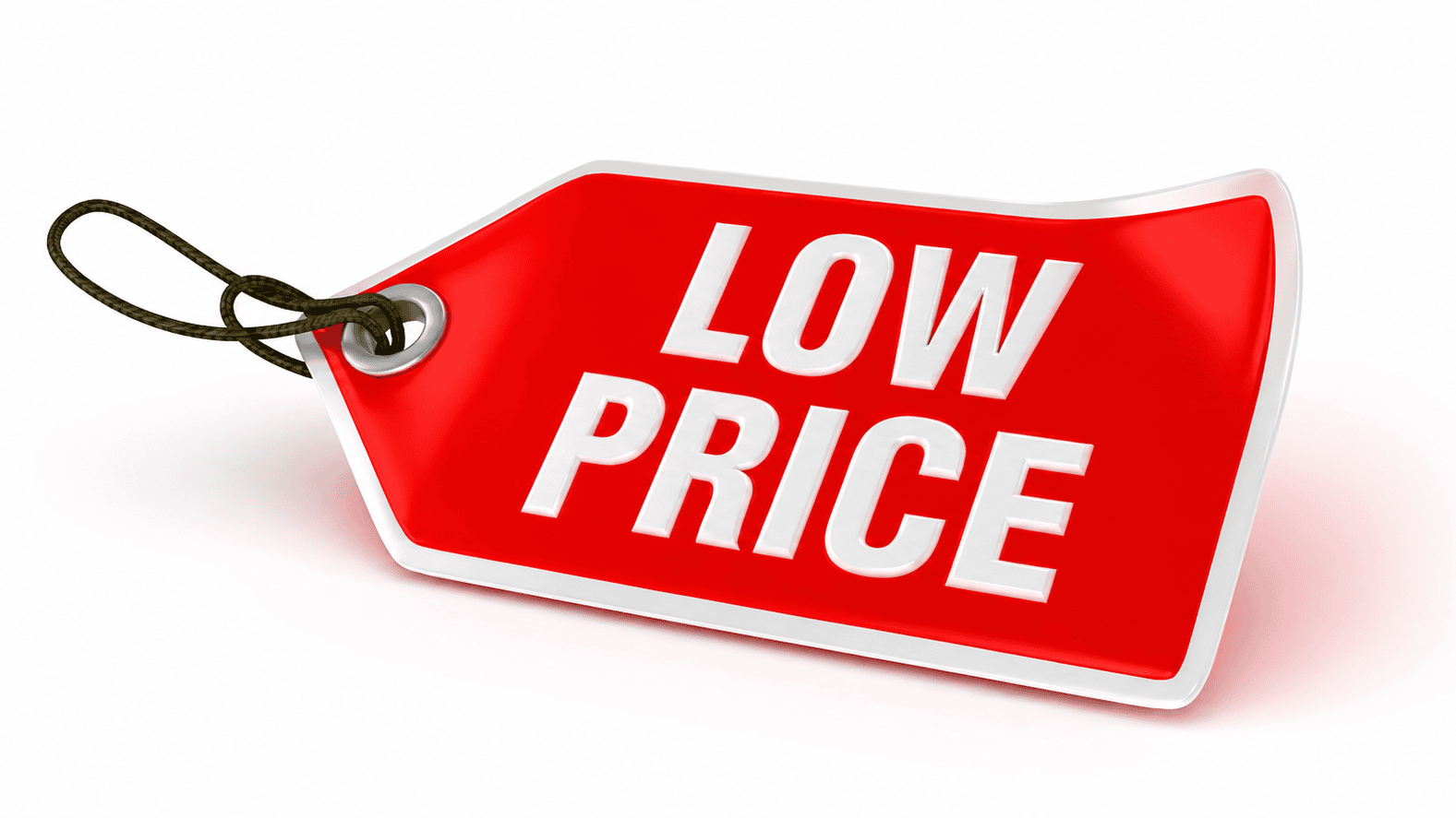 Close-up of a bright red price tag displaying the words “Low Price,” symbolizing the fear-driven tendency of freelancers and small business owners to undervalue their services in an effort to win more clients.